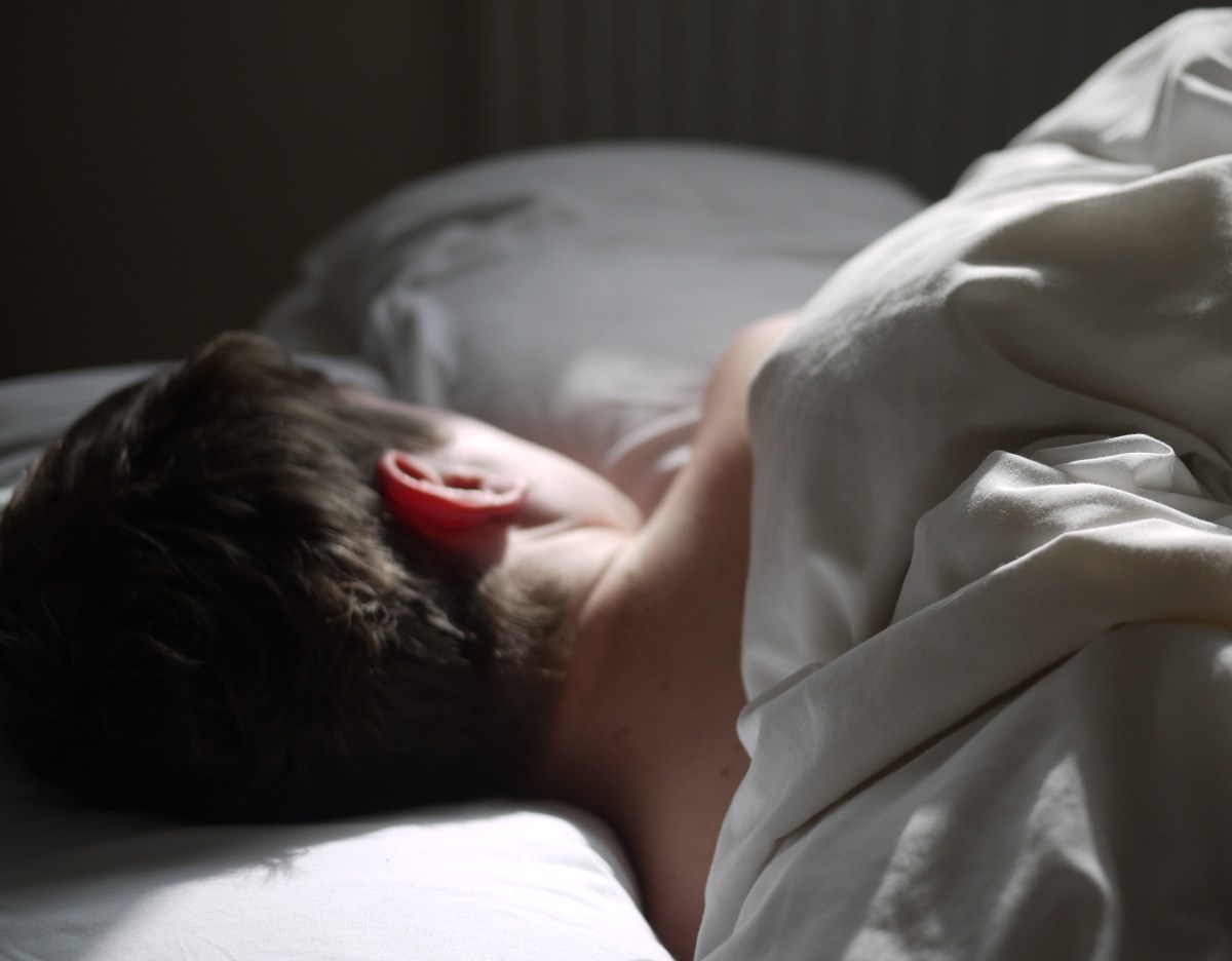 the head of a sleeping person